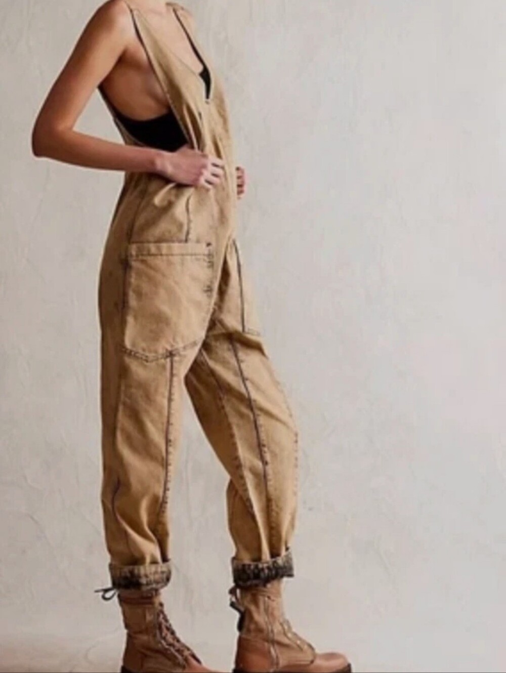 Free People We The Free High Roller Farrow Long One-Piece Jumpsuit XS NWT Boho - Picture 3 of 15